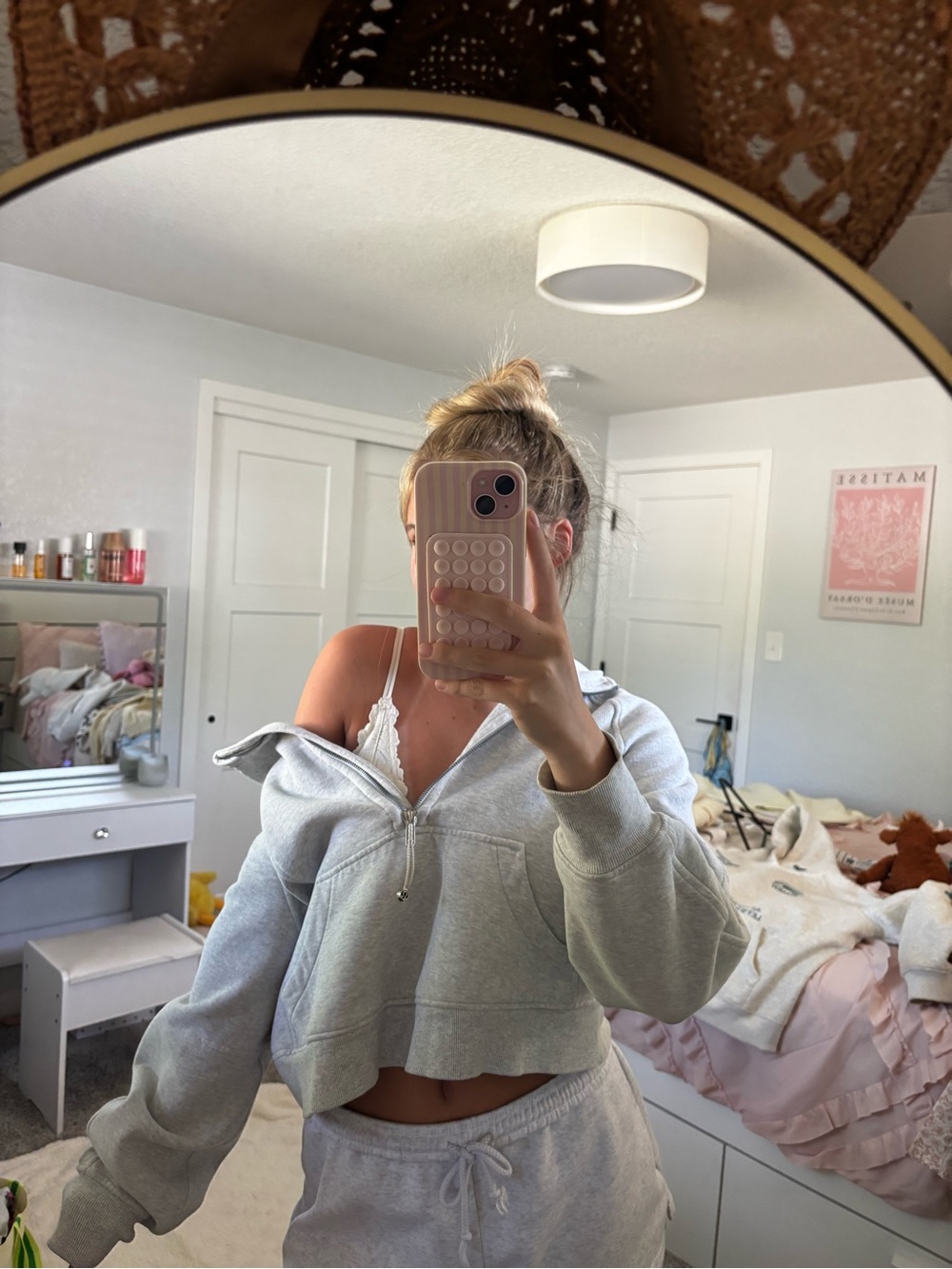 lululemon athletica Light Gray Cropped Half-Zip Hoodie
